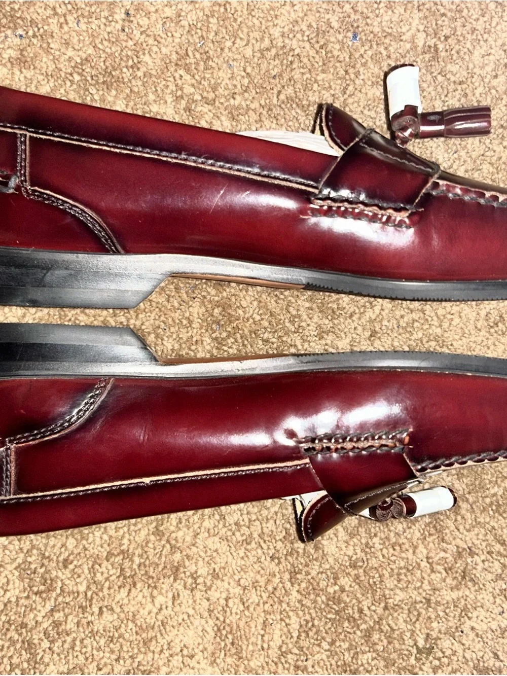 Johnston & Murphy Hayes Loafer Dress Red Brown  Leather Moc Toe Tassel 8.5 Wide